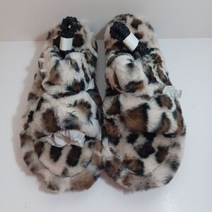 Array Womens Snow Leopard Print Faux Fur Slippers New Size 9 M